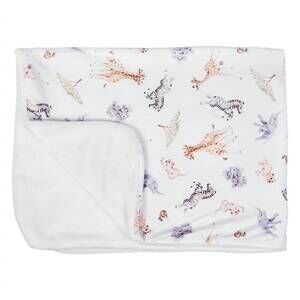 NEW WRENDALE DESIGNS INC. little savannah african animal baby blanket in white